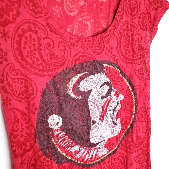 21) FSU Paisley Sheer Screaming Indians Scoop Neck Sz. L - Picture 2 of 5